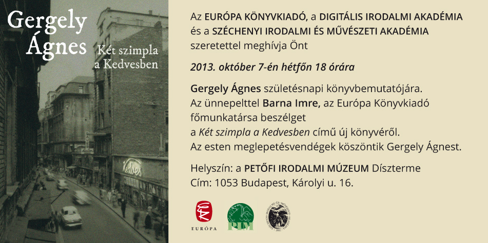 Gergely Ágnes könyvbemutató