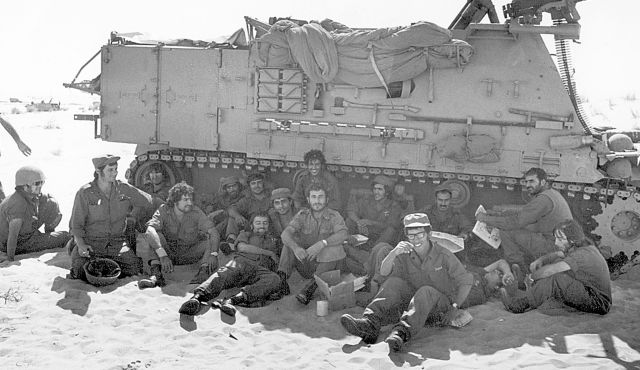Soldiers resting during a break in the fighting, in 1973. Photo by IDF Spokesman’s Offic