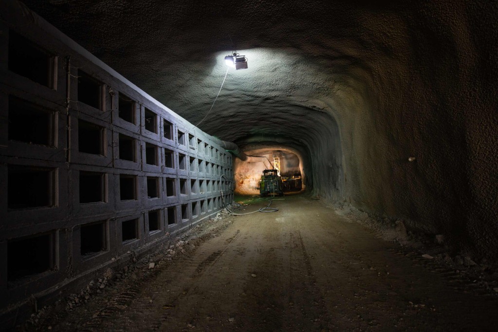 JERUSALEM, ISRAEL - May 14: Partially constructed notched burial plots are seen at the construction site of an underground tunnel designated for traditional Jewish burial at the Givat Shaul cemetery, on May 14, 2015, in Jerusalem, Israel. For a story by William Booth and Ruth Eglash about an underground cemetery being built by the Israeli Burial Society in Jerusalem due to a decrease in available land for traditional Jewish burials (Photo by David Vaaknin for The Washington Post)