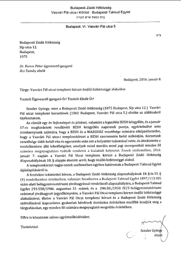 Sessler György levele