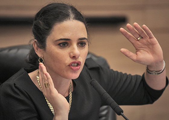Member of Knesset and head of the committee for the equality in army service, Ayelet Shaked, seen during the Committee meeting discussing the logistics of the new law, on Monday February 24, 2014. Photo by Hadas Parush/Flash 90. *** Local Caption *** àééìú ù÷ã åòãú ù÷ã çå÷ ùéååéåï áðèì